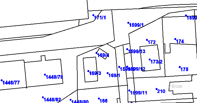 Parcela st. 169/2 v KÚ Dolní Počernice, Katastrální mapa