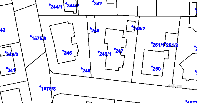 Parcela st. 249/1 v KÚ Dolní Počernice, Katastrální mapa