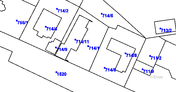 Parcela st. 714/1 v KÚ Dolní Počernice, Katastrální mapa