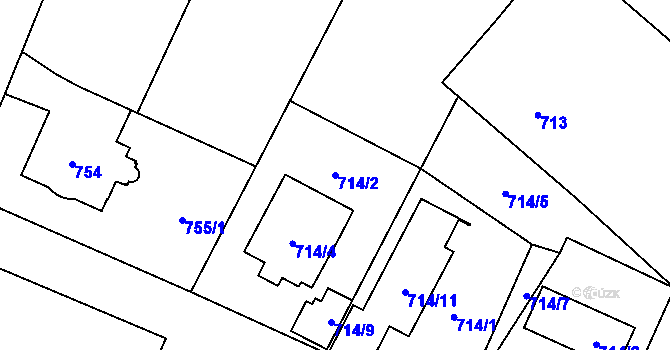 Parcela st. 714/2 v KÚ Dolní Počernice, Katastrální mapa
