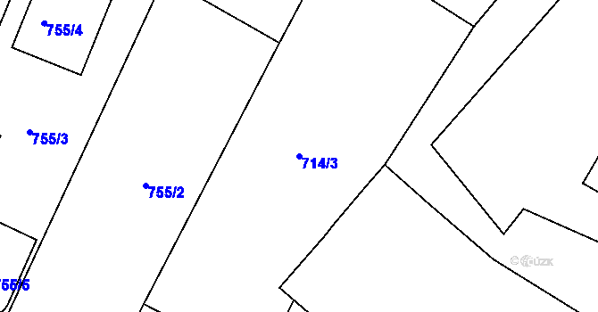 Parcela st. 714/3 v KÚ Dolní Počernice, Katastrální mapa