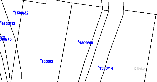 Parcela st. 1500/40 v KÚ Dolní Počernice, Katastrální mapa