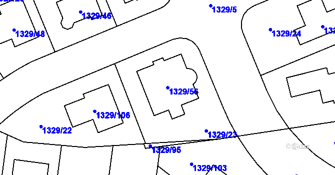 Parcela st. 1329/56 v KÚ Dolní Počernice, Katastrální mapa
