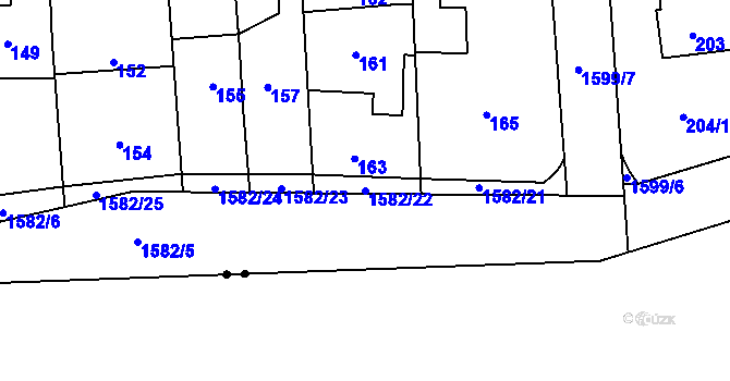 Parcela st. 1582/22 v KÚ Dolní Počernice, Katastrální mapa