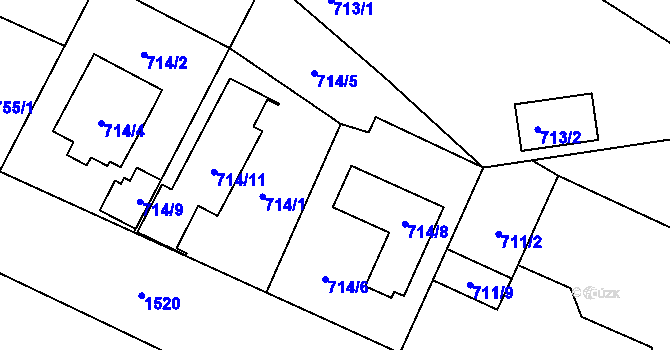 Parcela st. 714/7 v KÚ Dolní Počernice, Katastrální mapa