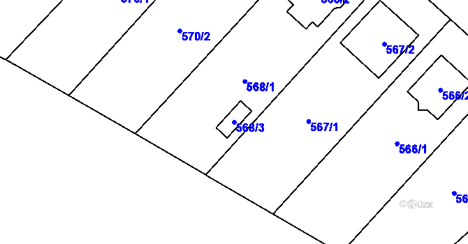 Parcela st. 568/3 v KÚ Dolní Počernice, Katastrální mapa