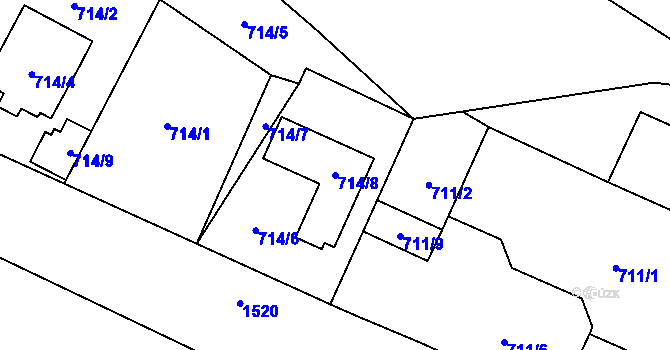 Parcela st. 714/8 v KÚ Dolní Počernice, Katastrální mapa