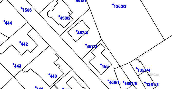 Parcela st. 457/3 v KÚ Dolní Počernice, Katastrální mapa