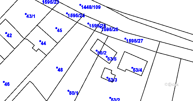 Parcela st. 50/2 v KÚ Dolní Počernice, Katastrální mapa