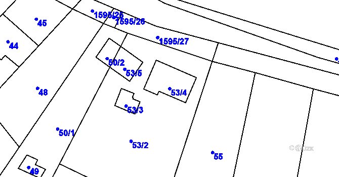 Parcela st. 53/4 v KÚ Dolní Počernice, Katastrální mapa