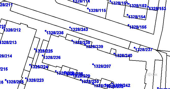 Parcela st. 1328/239 v KÚ Dolní Počernice, Katastrální mapa