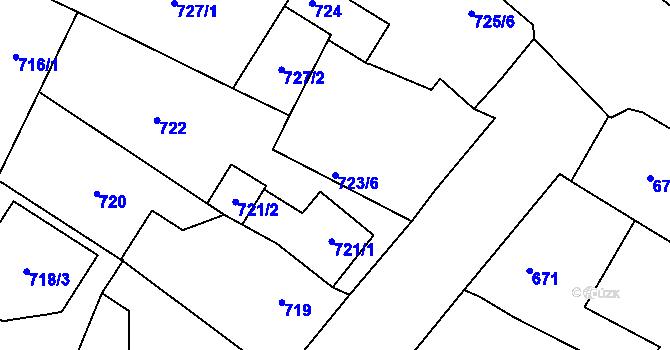 Parcela st. 723/6 v KÚ Dolní Počernice, Katastrální mapa