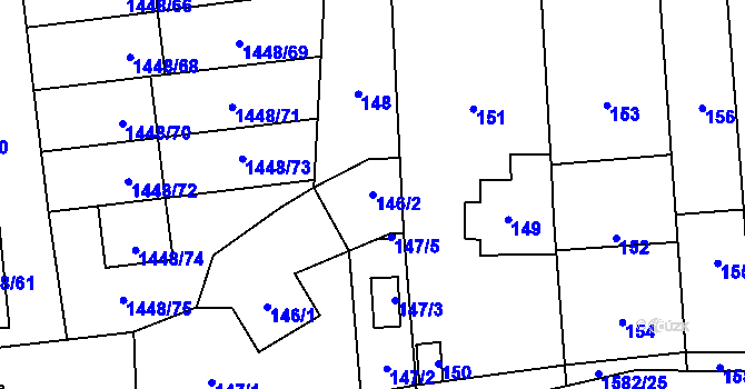 Parcela st. 146/2 v KÚ Dolní Počernice, Katastrální mapa