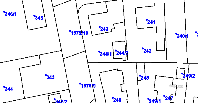 Parcela st. 244/1 v KÚ Dolní Počernice, Katastrální mapa
