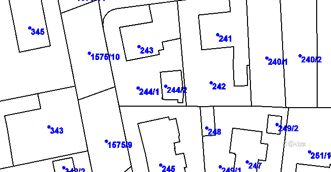 Parcela st. 244/2 v KÚ Dolní Počernice, Katastrální mapa