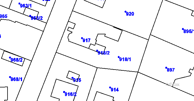 Parcela st. 918/2 v KÚ Dolní Počernice, Katastrální mapa