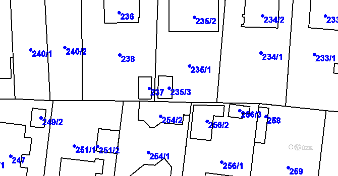 Parcela st. 235/3 v KÚ Dolní Počernice, Katastrální mapa