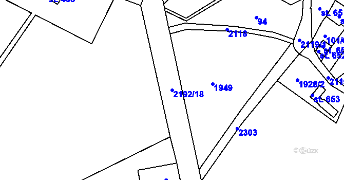 Parcela st. 2192/18 v KÚ Dolní Podluží, Katastrální mapa