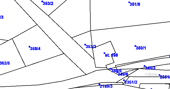 Parcela st. 353/3 v KÚ Dolní Podluží, Katastrální mapa