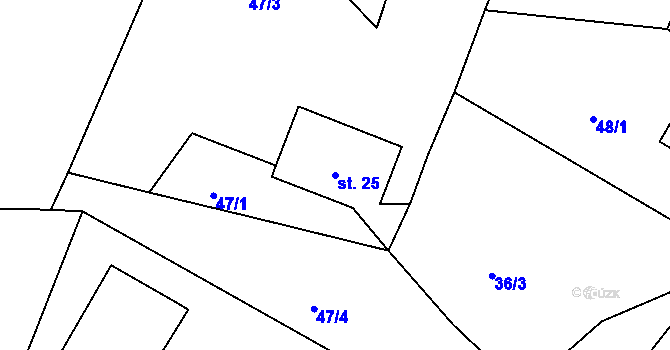 Parcela st. 25 v KÚ Dolní Podluží, Katastrální mapa