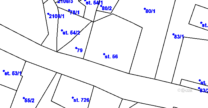 Parcela st. 56 v KÚ Dolní Podluží, Katastrální mapa