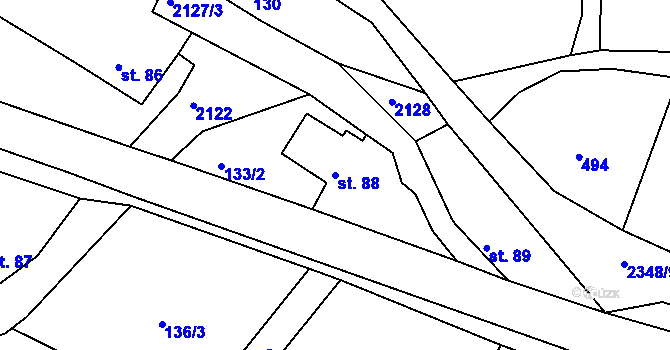 Parcela st. 88 v KÚ Dolní Podluží, Katastrální mapa