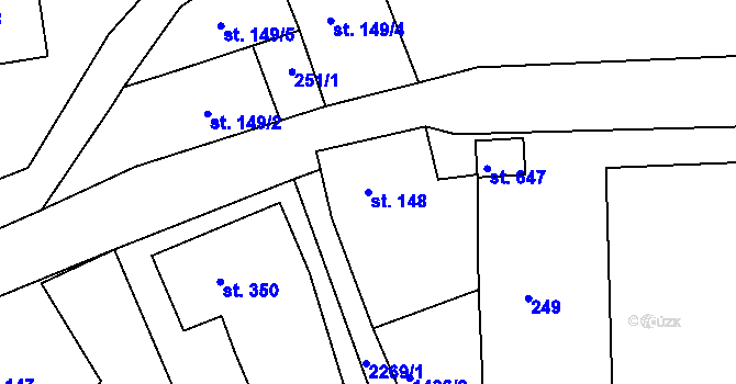 Parcela st. 148 v KÚ Dolní Podluží, Katastrální mapa
