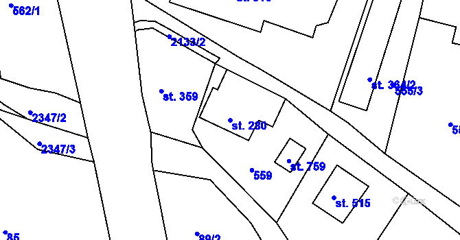 Parcela st. 280 v KÚ Dolní Podluží, Katastrální mapa
