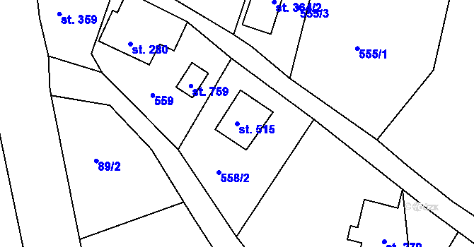 Parcela st. 515 v KÚ Dolní Podluží, Katastrální mapa