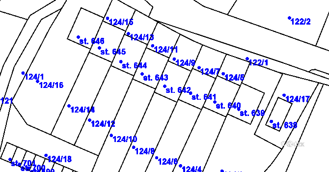 Parcela st. 642 v KÚ Dolní Podluží, Katastrální mapa