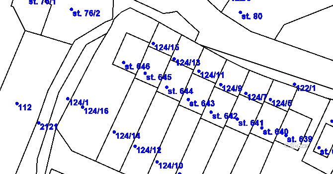 Parcela st. 644 v KÚ Dolní Podluží, Katastrální mapa