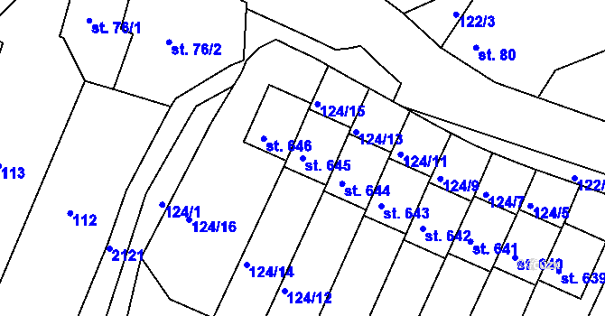 Parcela st. 645 v KÚ Dolní Podluží, Katastrální mapa
