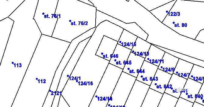 Parcela st. 646 v KÚ Dolní Podluží, Katastrální mapa
