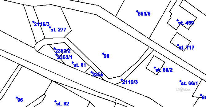 Parcela st. 98 v KÚ Dolní Podluží, Katastrální mapa