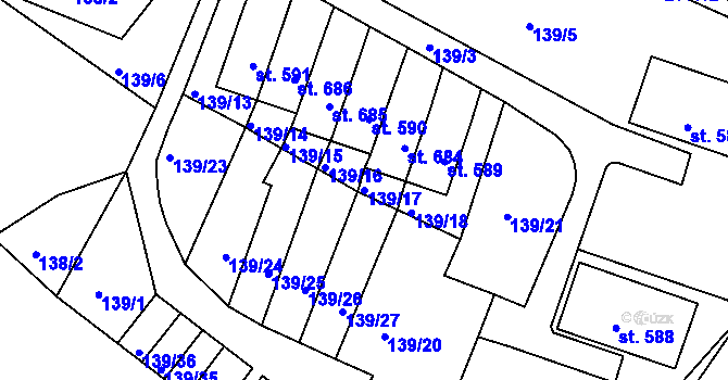 Parcela st. 139/17 v KÚ Dolní Podluží, Katastrální mapa
