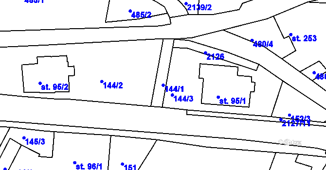 Parcela st. 144/1 v KÚ Dolní Podluží, Katastrální mapa