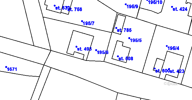 Parcela st. 195/6 v KÚ Dolní Podluží, Katastrální mapa