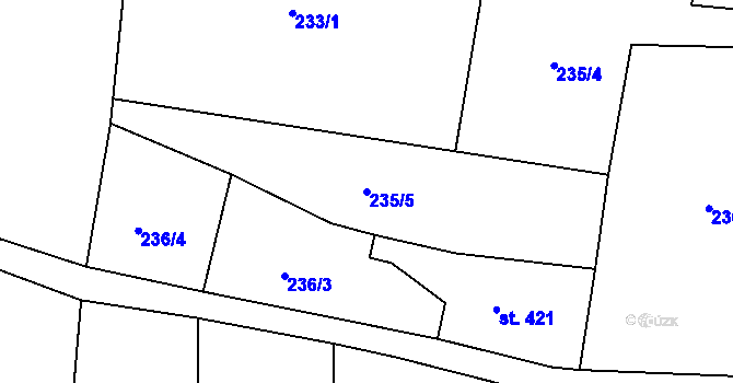 Parcela st. 235/5 v KÚ Dolní Podluží, Katastrální mapa