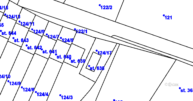 Parcela st. 124/17 v KÚ Dolní Podluží, Katastrální mapa