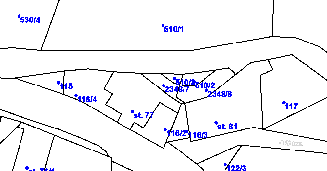 Parcela st. 2348/7 v KÚ Dolní Podluží, Katastrální mapa