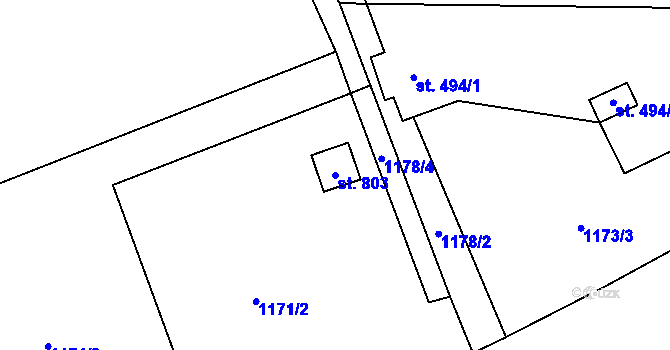 Parcela st. 803 v KÚ Dolní Podluží, Katastrální mapa