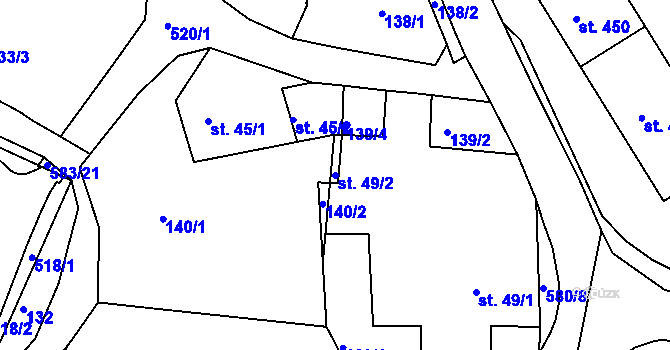 Parcela st. 49/2 v KÚ Dolní Poustevna, Katastrální mapa