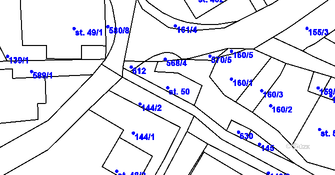 Parcela st. 50 v KÚ Dolní Poustevna, Katastrální mapa