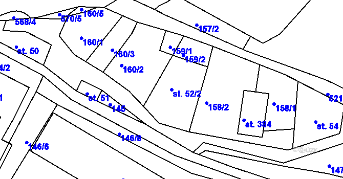 Parcela st. 52/2 v KÚ Dolní Poustevna, Katastrální mapa