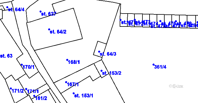 Parcela st. 64/3 v KÚ Dolní Poustevna, Katastrální mapa