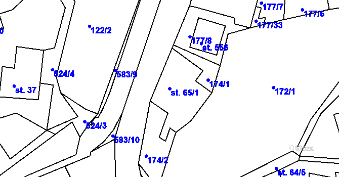 Parcela st. 65/1 v KÚ Dolní Poustevna, Katastrální mapa