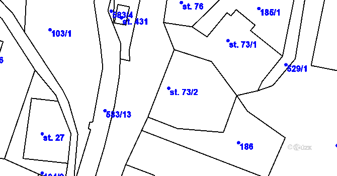Parcela st. 73/2 v KÚ Dolní Poustevna, Katastrální mapa