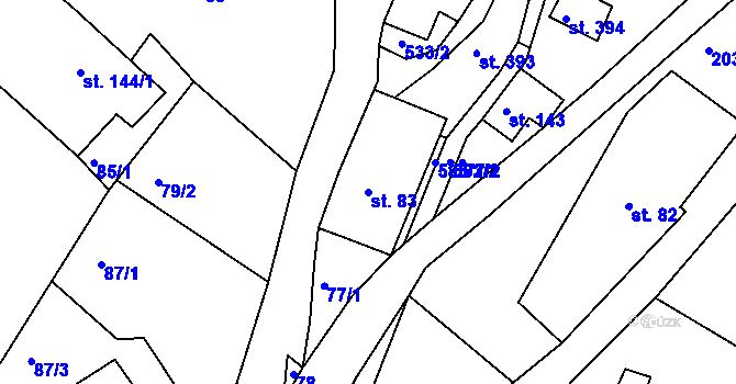 Parcela st. 83 v KÚ Dolní Poustevna, Katastrální mapa