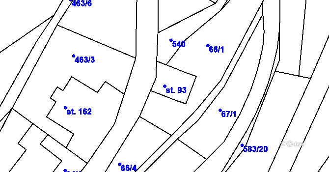 Parcela st. 93 v KÚ Dolní Poustevna, Katastrální mapa