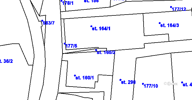 Parcela st. 160/2 v KÚ Dolní Poustevna, Katastrální mapa